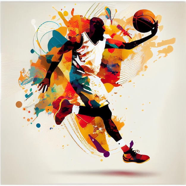 Photo basketball player illustration character in abstract style