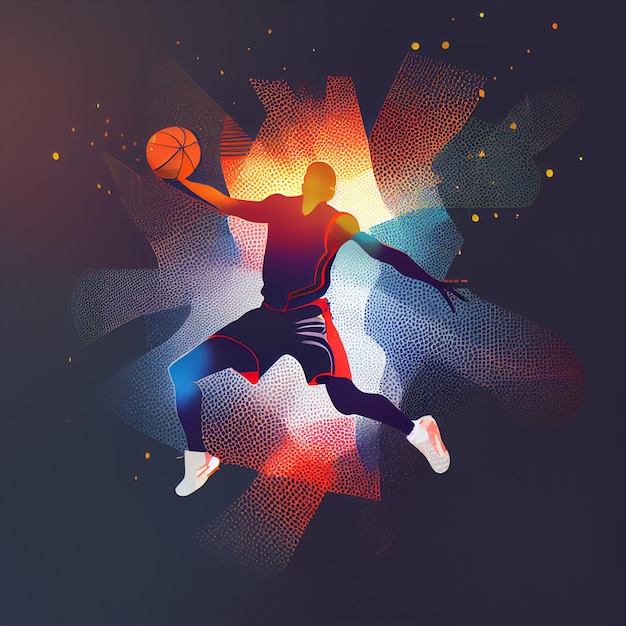 抽象的なスタイルのバスケットボール選手のイラストキャラクター