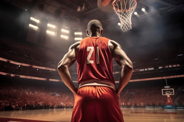 Basketball player ready for the game in arena