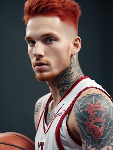 basketball player redhead tattooed