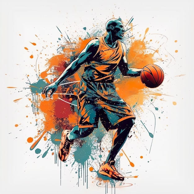 A basketball player with a ball in his hand.