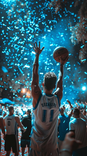 Photo a basketball player with the number 13 on his jersey is about to dunk a basketball