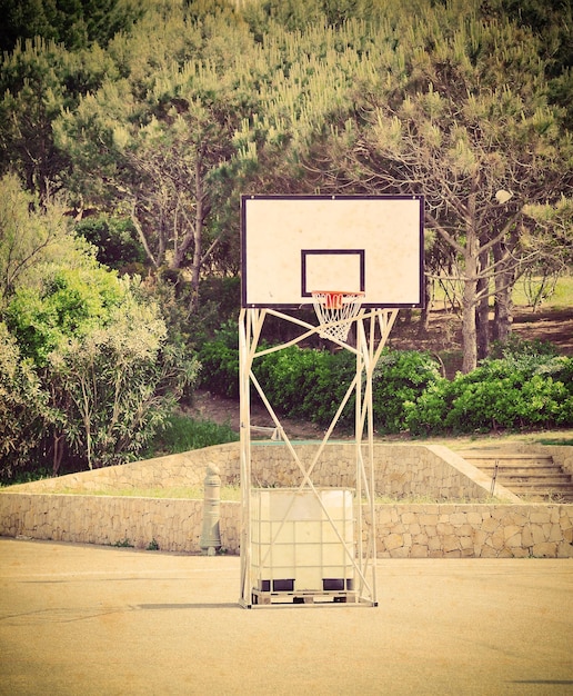 Basketball playground in vintage tone effect