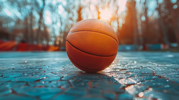 Basketball Resting on Ground in Park