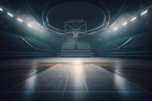 Photo basketball sport arena interior view to wooden floor of basketball court ai generation