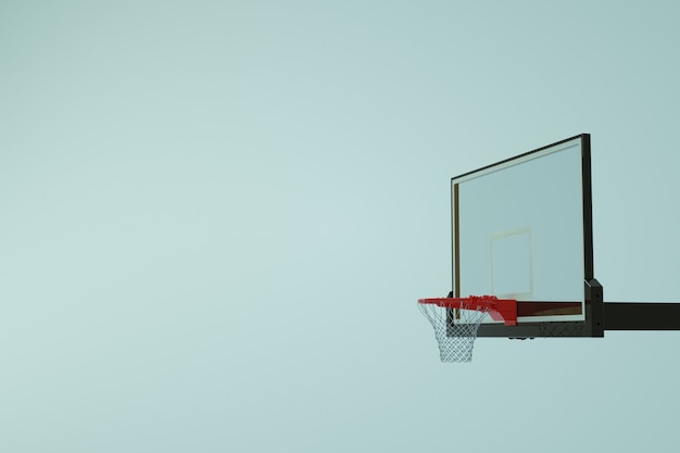 Anello sportivo da basket, un modello isometrico di un anello da basket per lanciare una palla. anello su sfondo bianco isolato. grafica 3d. avvicinamento