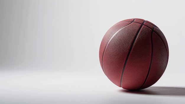 A basketball stands out on a white gradient background