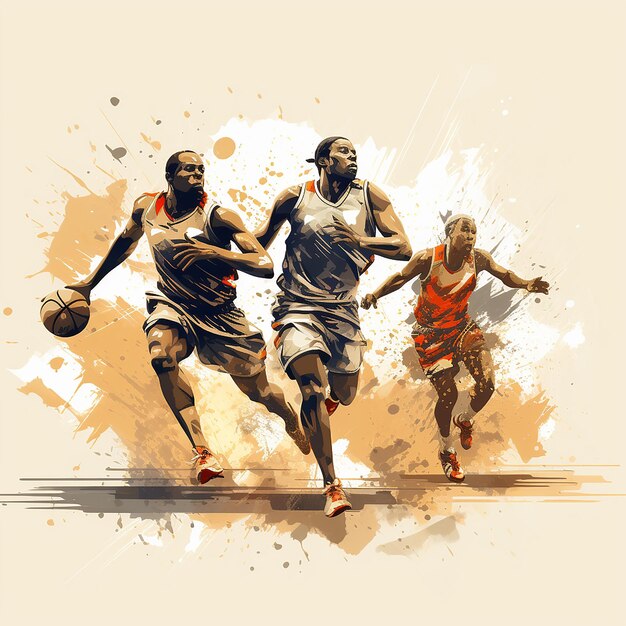 Basketball team men playing flat design vector illustration