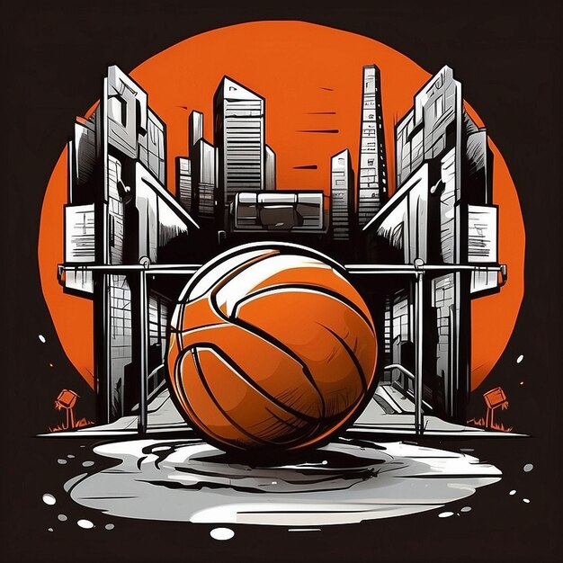 Foto basket theme vector tshirt design creato con l'ai