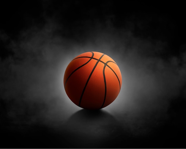 basketball with on black background with smoke