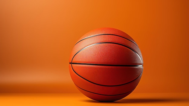 A basketball with the lines on it is orange and has a black stripe on it.