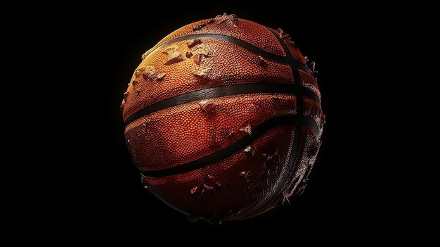 Photo a basketball with a torn ball and some dirt on it