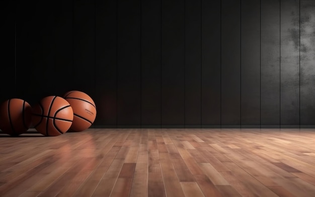 Basketball on a wooden floor in a gym