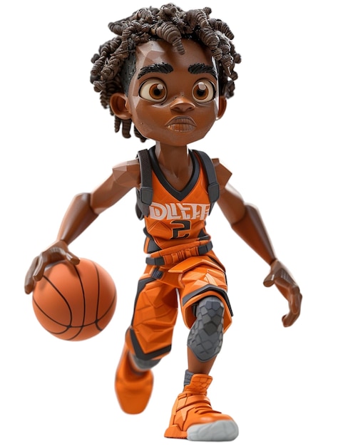 Basketbalspeler cartoon personage 3D-ontwerp geïsoleerd op transparante achtergrond ai generatief