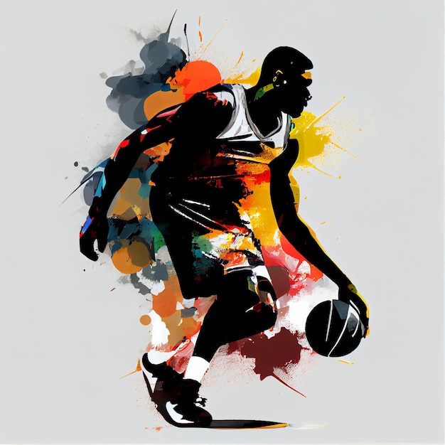 Basketbalspeler illustratie karakter in abstracte stijl