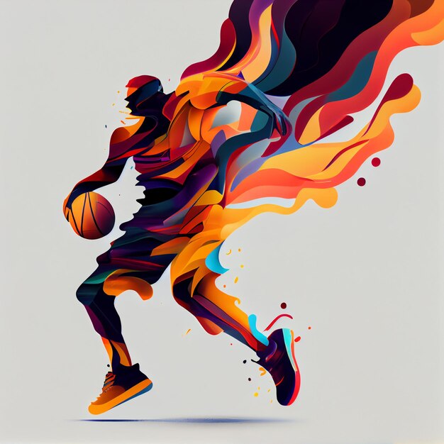 Basketbalspeler illustratie karakter in abstracte stijl