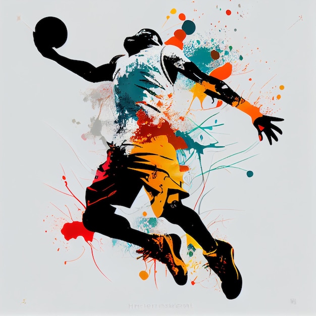 Basketbalspeler illustratie karakter in abstracte stijl