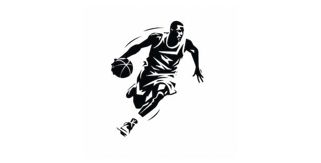 basketbalspeler logo zwart op wit