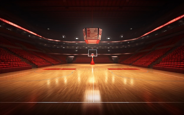 Foto basketbalveld met mensen fan sportarena photoreal 3d render achtergrond