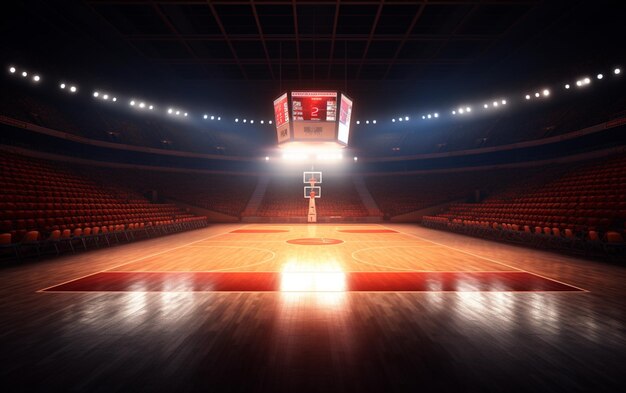 Basketbalveld met mensen fan Sportarena Photoreal 3d render achtergrond