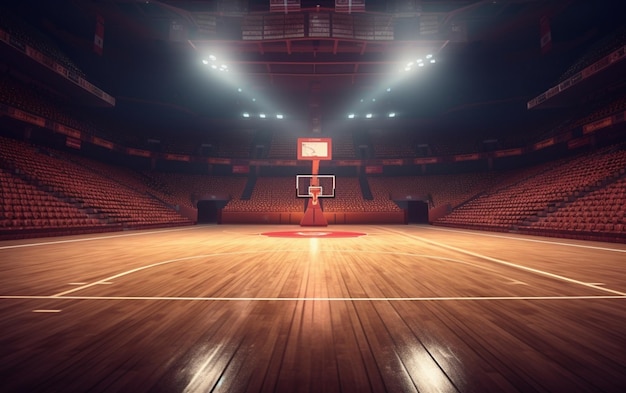 Foto basketbalveld met mensen fan sportarena photoreal 3d render achtergrond