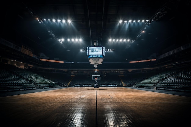 Basketbalveld verlicht met stadionverlichting