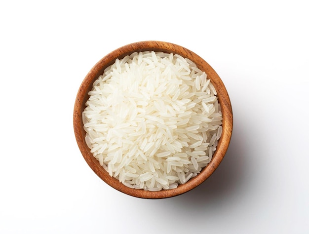 Basmati rice in a wooden bowl