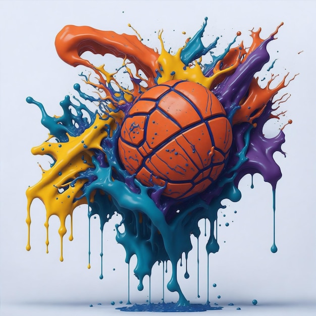 basquet ball Splash art portrait poster