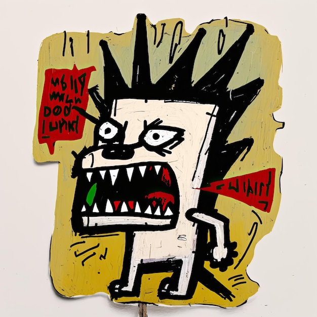 Photo basquiat sticker abstract graffiti wall art expression clipart tattoo paint 1980