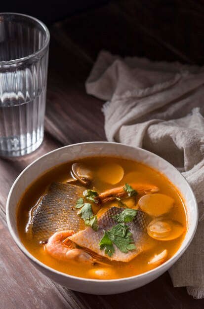 Bass fish soup assortment