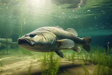 Premium Photo  Bass fish in the water generative ai