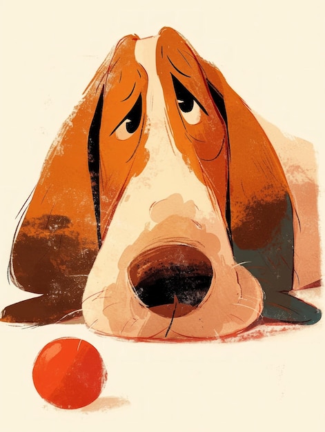 Foto illustrazione di basset hound con ai generativa di palle