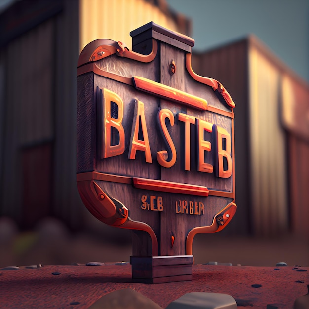 Basset sign on a wooden background 3D rendering