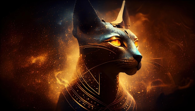 Bastet 반 여자 반 고양이 여신 ai 기반