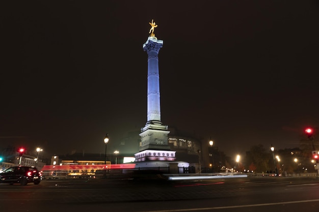 Bastille place paris night view