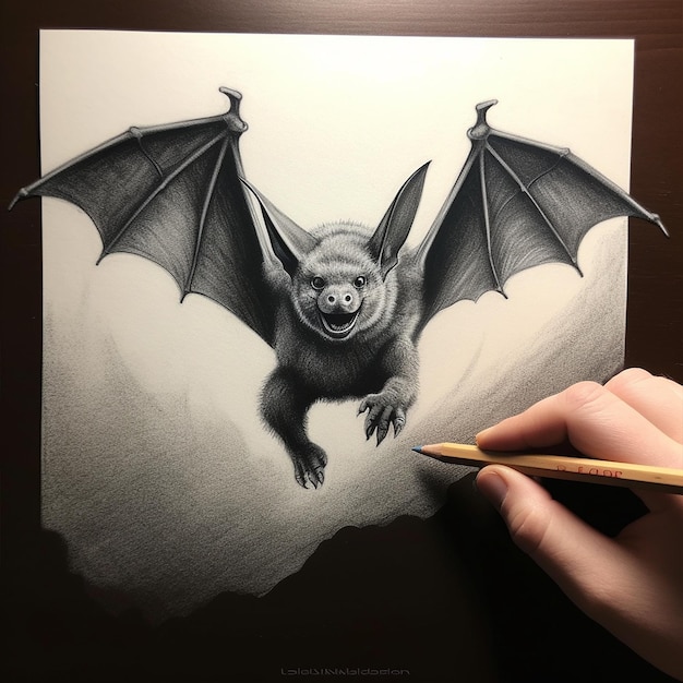 Bat bird Pencil sketch design Generative AI