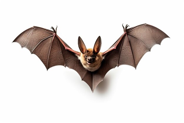 bat isolated on white backgroundA photo realistic image of a bat in flight