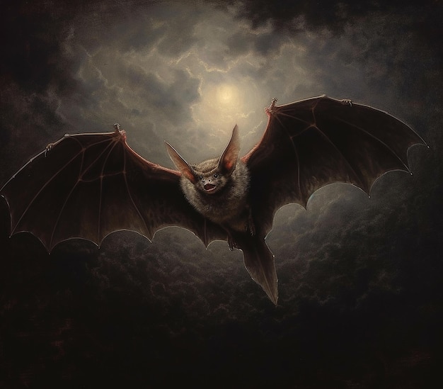 Летучая мышь монстр художественная фотография жуткое существо Хэллоуин ужас крылья ночь темный сюрреалистический фан