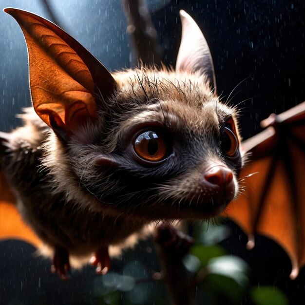 Photo bat wild animal living in nature part of ecosystem