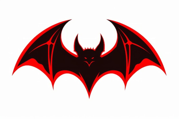 Photo bat with large red and black wings generative ai