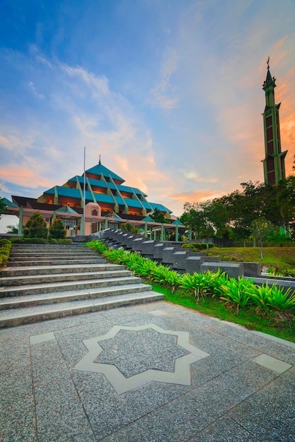 Batam mosque at sunset mosque architecture