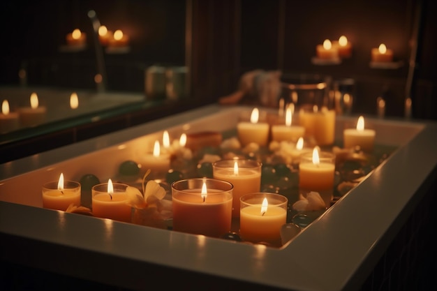 bath relax room candlelight candle wellness relaxation care light spa generative ai