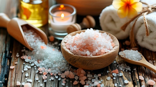 Photo bath and spa salts selective focus