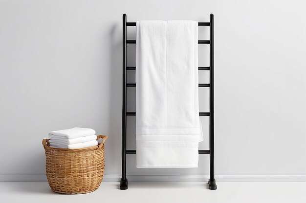 Photo bath towel rack mockup