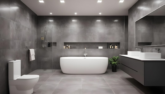 Bath tub in bathroom