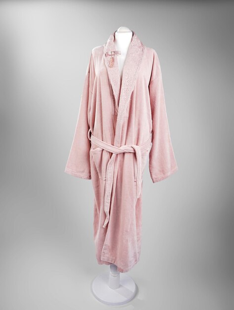 Bathrobe mockup Empty plush dressing gown with belt mock up isolated bathroom fashion