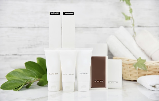 Bathroom amenities set for hotel service cosmetic products