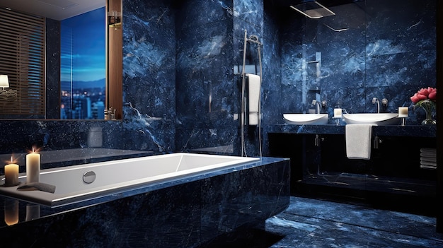 Bathroom blue granite