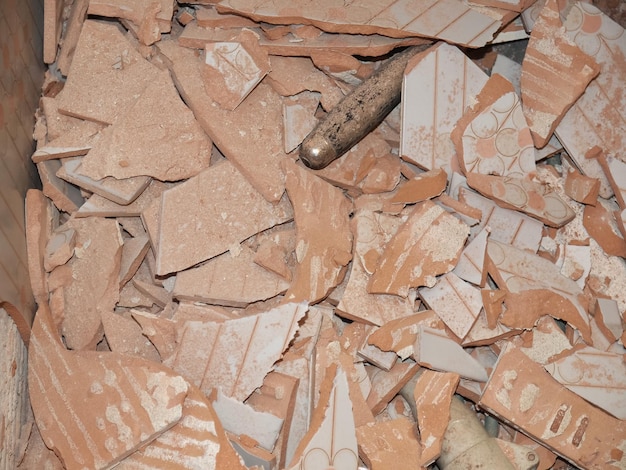 Bathroom demolition rubble