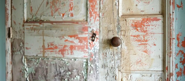 Photo bathroom door with visible patched hole and sloppy paint job